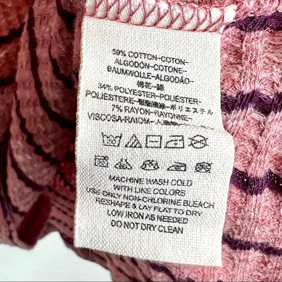 We the Free pink and purple striped waffle knit peplum long sleeve blouse size S - Picture 6 of 6